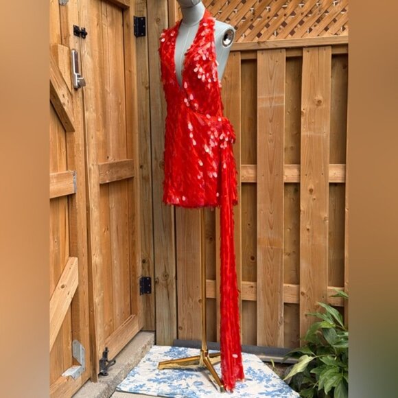 🆕 MISHA COLLECTION 🧿 NWOT Red Sapphire Sequins Mini Dress, Sz XL - US 10 - Picture 7 of 16